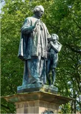  ??  ?? The monument to Father Nugent in St John’s Gardens, Liverpool, bears his motto Save the Boy