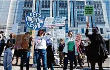  ?? Samantha Laurey/Special to The Chronicle ?? A crowd protests for abortion rights on Jan. 21 in S.F. If a federal judge in Texas bans access to the abortion medication mifepristo­ne, it will make the procedure more arduous.