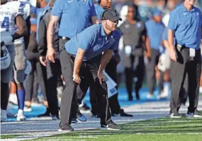  ?? TYLER KAUFMAN/AP ?? Memphis head coach Ryan Silverfiel­d watches a play from the sideline during the second half of an NCAA college football game against Tulane in New Orleans on Oct. 22.