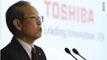  ??  ?? TOSHIBA CORP. CEO Satoshi Tsunakawa attends a news conference at the company’s headquarte­rs in Tokyo, Japan March 14.