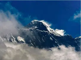  ?? — AFP ?? A file picture of Mount Everest, taken in May last year. The mountain has not been scaled in winter since 1993.