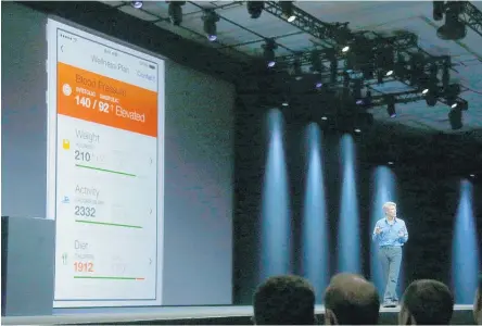  ?? Picture / AP ?? Craig Federighi explains the Apple HealthKit app at the developers conference in San Francisco.