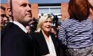  ?? Reuters ?? Marine Le Pen arrives to vote at a polling station in Henin-Beaumont on Sunday morning. Photograph: Darrin Zammit Lupi/