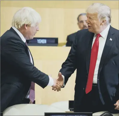  ?? PICTURES: AP ?? SHAKE ON IT: Foreign Secretary Boris Johnson meets American President Donald Trump.