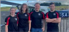  ?? ?? The skydivers, from left: Abbie Baillie, Laura Wight, Kevin Robinson and Finlay Barr
