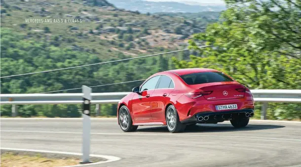  ??  ?? Above: CLA45 S is a tenth of a second slower to get from 0 to 100kmph than the hatchback, although both have an identical 269kmph limited top speed