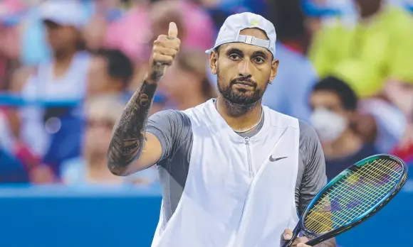  ?? ?? Nick Kyrgios showed great consistenc­y to beat Japan’s Yoshihito Nishioka 6-4, 6-3. Picture: Getty Images