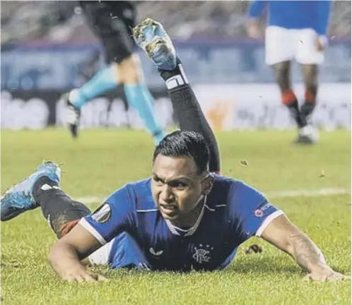  ??  ?? 0 In-form striker Alfredo Morelos has been urged to go flat out for the rest of the season by Rangers manager Steven Gerrard