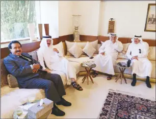  ??  ?? From left: Ahmed Al-Jarallah with the ambassador­s of Bahrain, Kuwait and Saudi Arabia.