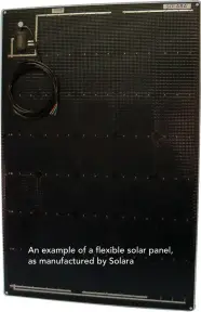  ??  ?? An example of a flexible solar panel, as manufactur­ed by Solara