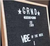  ?? PHOTOS BY BARBARA J. PERENIC/COLUMBUS DISPATCH ?? GRND is a new co-working space and social club in Olde Towne East. “We take the ‘I’ out of grinding,” said co-owner Jennifer Walton.
GRND, owned by Columbus civil rights attorney Sean Walton and his wife, Jennifer Walton, who owns marketing and brand strategy firm SKY Nile Consulting, is a new co-working space and social club in Olde Towne East. The space, set to have a grand opening Friday, is a love letter to Columbus, the Waltons said.