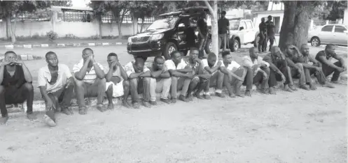  ?? Photo: Hope Abah ?? The suspects paraded yesterday at the Police headquarte­rs in Makurdi.