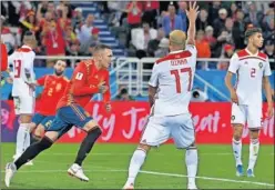  ??  ?? DESCUENTO. Iago Aspas celebra su gol ante Marruecos.