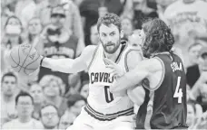  ?? KEN BLAZE, USA TODAY SPORTS ?? Kevin Love, left, scored 25 points (19 in the first half ) and had two assists against the Raptors in Game 5.