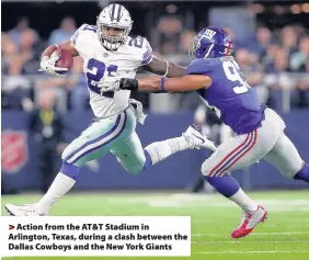  ??  ?? > Action from the AT&T Stadium in Arlington, Texas, during a clash between the Dallas Cowboys and the New York Giants