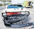  ?? MIAMI-DADE STATE ATTORNEY'S OFFICE/COURTESY ?? Rosario, a trooper for 12 years, was left mangled March 17, 2017, when a 26-year-old driver, glancing down at his phone at 89 mph, lost control as Rosario clocked speeders along State Road 836 in Miami-Dade County.