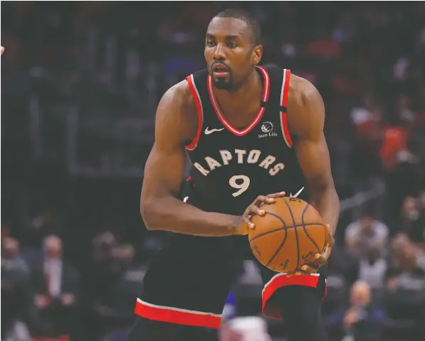  ?? GREGORY SHAMUS/GETTY IMAGES/FILE ?? Veteran big man Serge Ibaka was scoring a career best 16 points a night when the NBA season was halted.