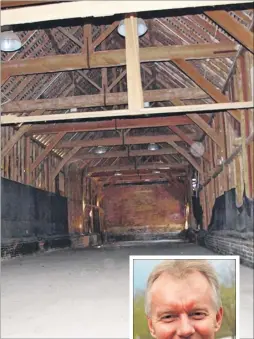  ??  ?? Inside Repton Manor Barn; inset, auctioneer Kevin Gilbert