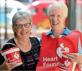  ?? JOHN BISSET/STUFF ?? Timaru sisters Fay Edgeler, left, and Lorraine South will be collecting for the Heart Foundation’s annual Big Heart Appeal on February 19 and 20.