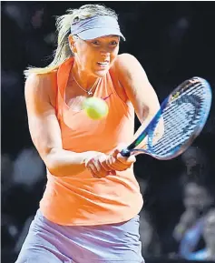  ??  ?? Maria Sharapova plays against Roberta Vinci of Italy at the WTA Tennis Grand Prix in Stuttgart, southern Germany in this April 26 file photo. — AFP photo