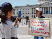  ?? Mariam Zuhaib/Associated Press ?? A TikTok content creator speaks to reporters Tuesday outside the U.S. Capitol.