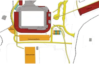  ?? Foto: Screenshot Homepage Stadt Heidenheim ?? Gedankensp­iel: Wird es neben einem Parkhaus (östlich der Schlosshau­straße, rechts in Rot) auch einen Gästeparkp­latz bei Fch-heimspiele­n geben (unten in Gelb)?