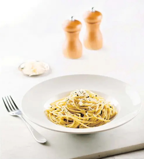  ?? — FRANCESCO SAPIENZA ?? Just four ingredient­s — butter, peppercorn­s, pasta and Pecorino cheese — go into Spaghetton­i Cacio E Pepe, so be sure to use the best quality you can find.