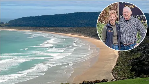  ??  ?? The Whistling Frog owners Lynn and Paul Bridson, inset, are concerned that a proposed freedom camping site at Florence Hill would make it difficult for locals from the Catlins to enjoy the lookout point’s scenic view. STUFF, SUPPLIED