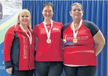  ?? SUBMITTED PHOTO ?? Kawartha Trent Synchro Club swimmers Jacquie Klir, Maria Shuwera and Karen Seymour earned a bronze medal in the 35 to 49 category at the provincial championsh­ips.