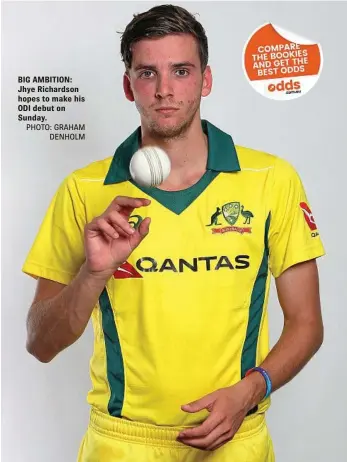  ?? PHOTO: GRAHAM DENHOLM ?? BIG AMBITION: Jhye Richardson hopes to make his ODI debut on Sunday.