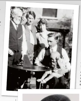  ??  ?? E.J. Jordan (wearing headphones) pictured in 1931 listening to a crystal radio set built by his father.