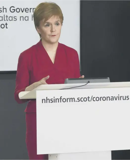  ??  ?? daily briefing where she revealed that Scottish domestic violence charities are to receive a £1.5 million boost