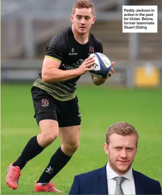  ??  ?? Paddy Jackson in action in the past for Ulster. Below, former teammate Stuart Olding