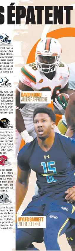  ??  ?? David Njoku ailier rapproché myles garrett ailier défensif