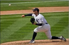  ?? AP PHOTO/SETH WENIG ?? New York Yankees starting pitcher Corey Kluber throws during the eighth inning of a baseball game against the Detroit Tigers at Yankee Stadium, on Sunday in New York.