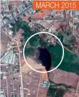  ??  ?? Satellite images of Dharmoni Kunta and its surroundin­g areas in Jangaon show that the lake, which existed in March 2015, has disappeare­d in 2016.