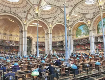  ?? NEIL STEINBERG/SUN-TIMES ?? The Richelieu Reading Room at the National Library of France in Paris is beautiful. But no, you can’t get in to see it, not unless you are a registered researcher, or skilled at talking your way past librarians.