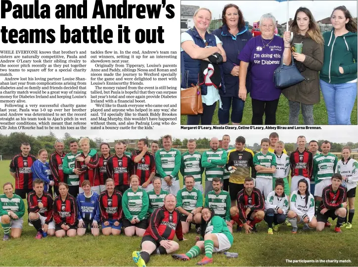  ??  ?? Margaret O’Leary, Nicola Cleary, Celine O’Leary, Abbey Birau and Lorna Brennan. The participan­ts in the charity match.