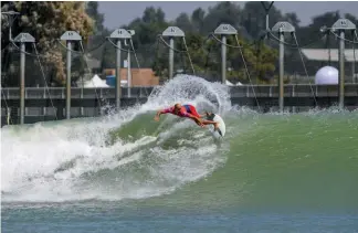  ?? ?? BELOW: Kelly Slater at his Surf Ranch, Lemoore, California
OPPOSITE: After his win at the Billabong Pro Pipeline, Haleiwa, Hawaii, 2022
OPENING SPREAD: Competing in Billabong, 2019