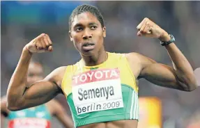  ?? ANJA NIEDRINGHA­US/AP ?? South Africa’s Caster Semenya celebrates after winning the gold medal in the 800 in the 2009 World Championsh­ips.