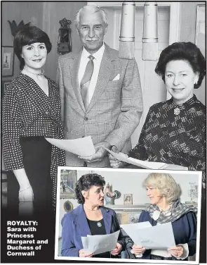  ??  ?? ROYALTY: Sara with Princess Margaret and Duchess of Cornwall