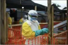  ?? AL-HADJI KUDRA MALIRO — THE ASSOCIATED PRESS FILE ?? In this Tuesday April, 16, 2019 file photo, an Ebola health worker is seen at a treatment center in Beni, Eastern Congo.
