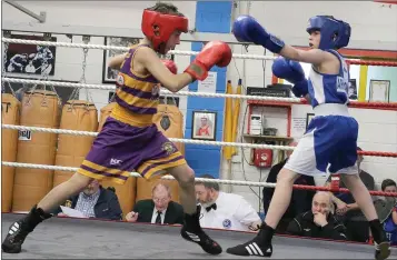  ??  ?? Wexford’s Tom Cashe faces Wicklow’s Philip Feokrytov.