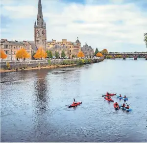  ?? ?? Accolade Willowgate kayakers on the River Tay near Perth