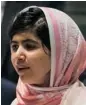  ?? ANDREW BURTON/GETTY IMAGES ?? Malala Yousafzai was shot in the head by the Taliban for promoting schooling for girls in her native Pakistan.