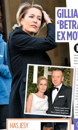  ??  ?? Gillian and Peter
have split after four years together