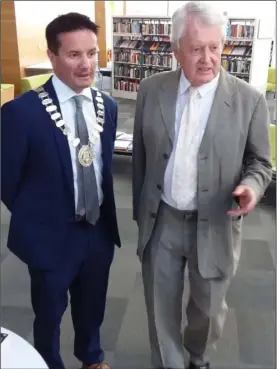  ??  ?? RIGHT: Cathaoirle­ach of Gorey Municipal District, Cllr John Hegarty with John Bowman.