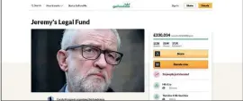  ??  ?? The gofundme.com page hosting the crowd fund for Corbyn