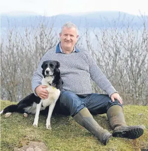  ??  ?? Ian Blackford takes a break from the lambing with his faithful sheepdog