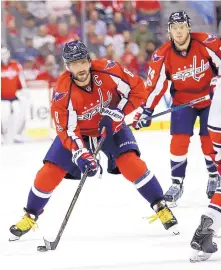  ?? MANUEL BALCE CENETA/ASSOCIATED PRESS ?? Washington’s Alex Ovechkin has helped the Capitals score at least five goals in their past nine home games. On Tuesday, Washington beat the visiting Carolina Hurricanes, 5-0.